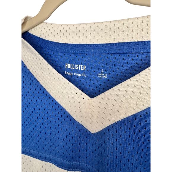 NWT Hollister Baggy Crop Fit Jersey Top #25 Red White Blue Patriotic Football Lg - Picture 6 of 6